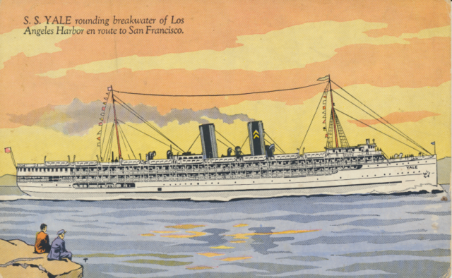 SS Yale rounding Breakwater of Los angeles Harbor