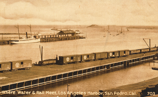 Where Water & Rail Meet, Los Angeles Harbor, San Pedro, Cal.